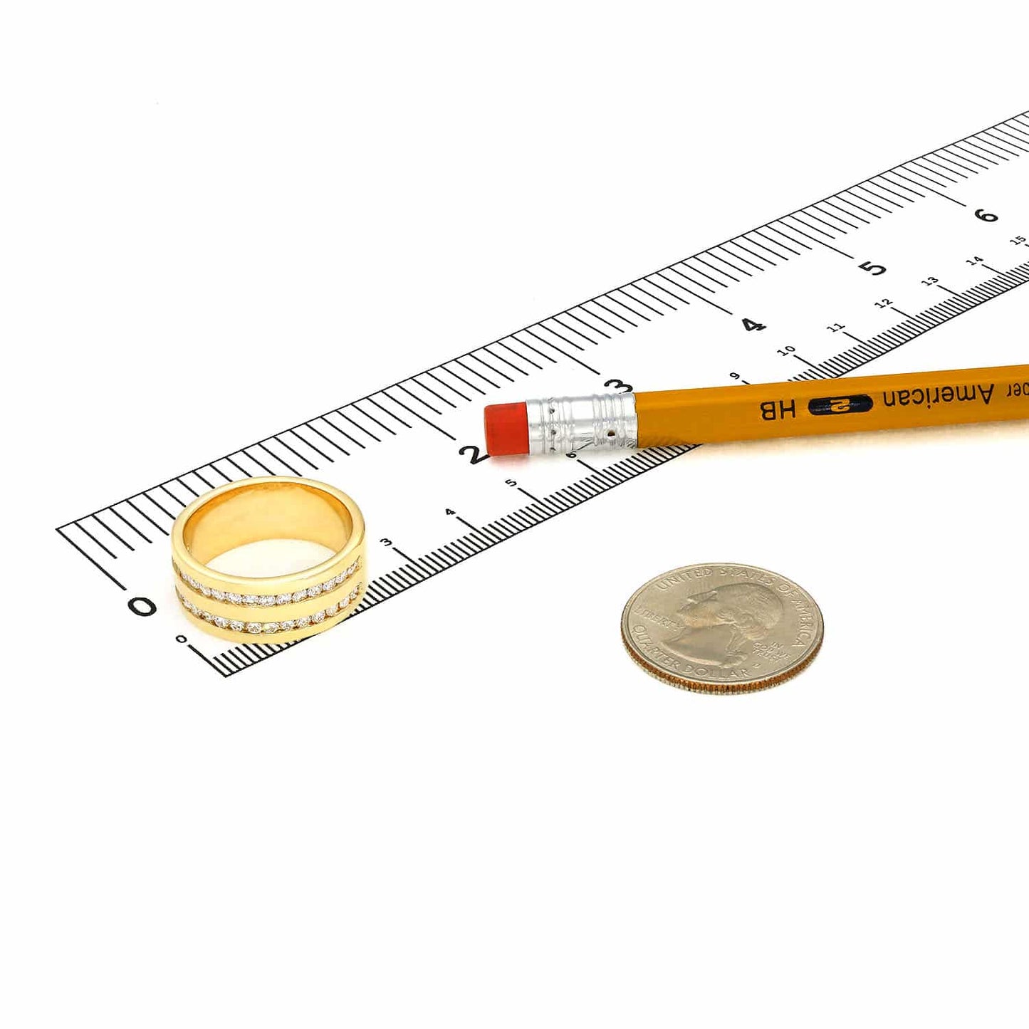 1.10CTW Natural Diamond 14K Yellow Gold 2 Row Channel Set 9mm Wedding Band Ring