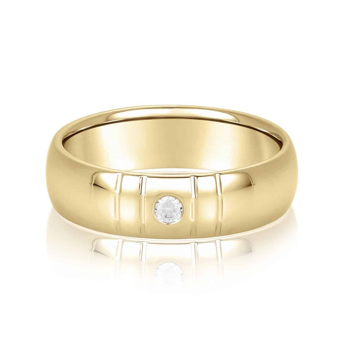 0.10CT Real Diamond 14K Gold Yellow 6mm Wedding Ring Band