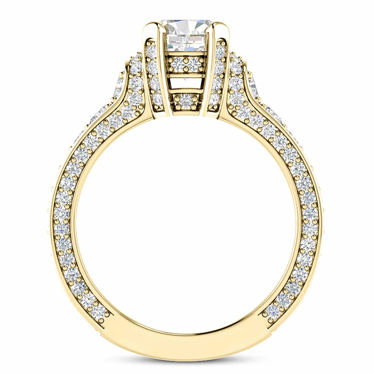 2.04CTW Real Diamond & Moissanite Cushion Cut 18K Yellow Gold Engagement Ring