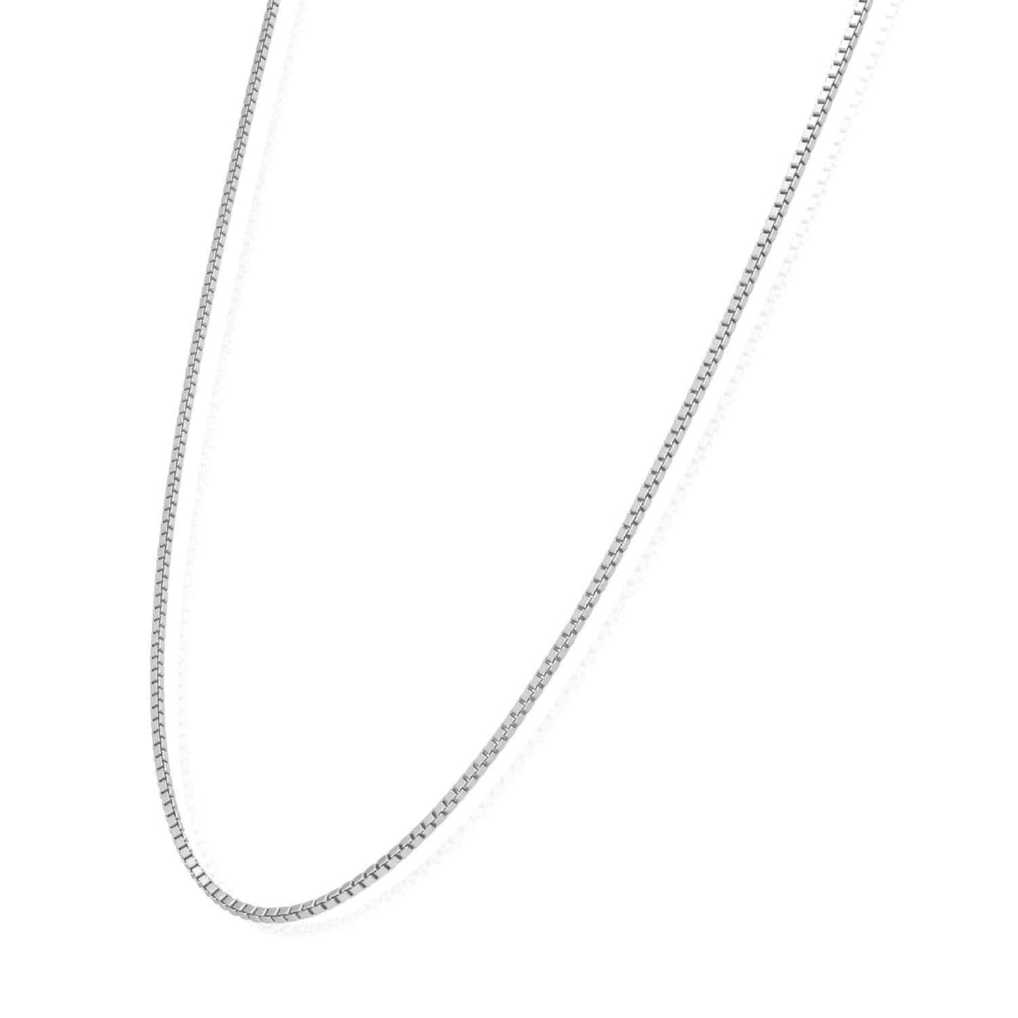 18K White Gold Over Sterling Silver 1.2mm Box Chain Necklace 16"-24"
