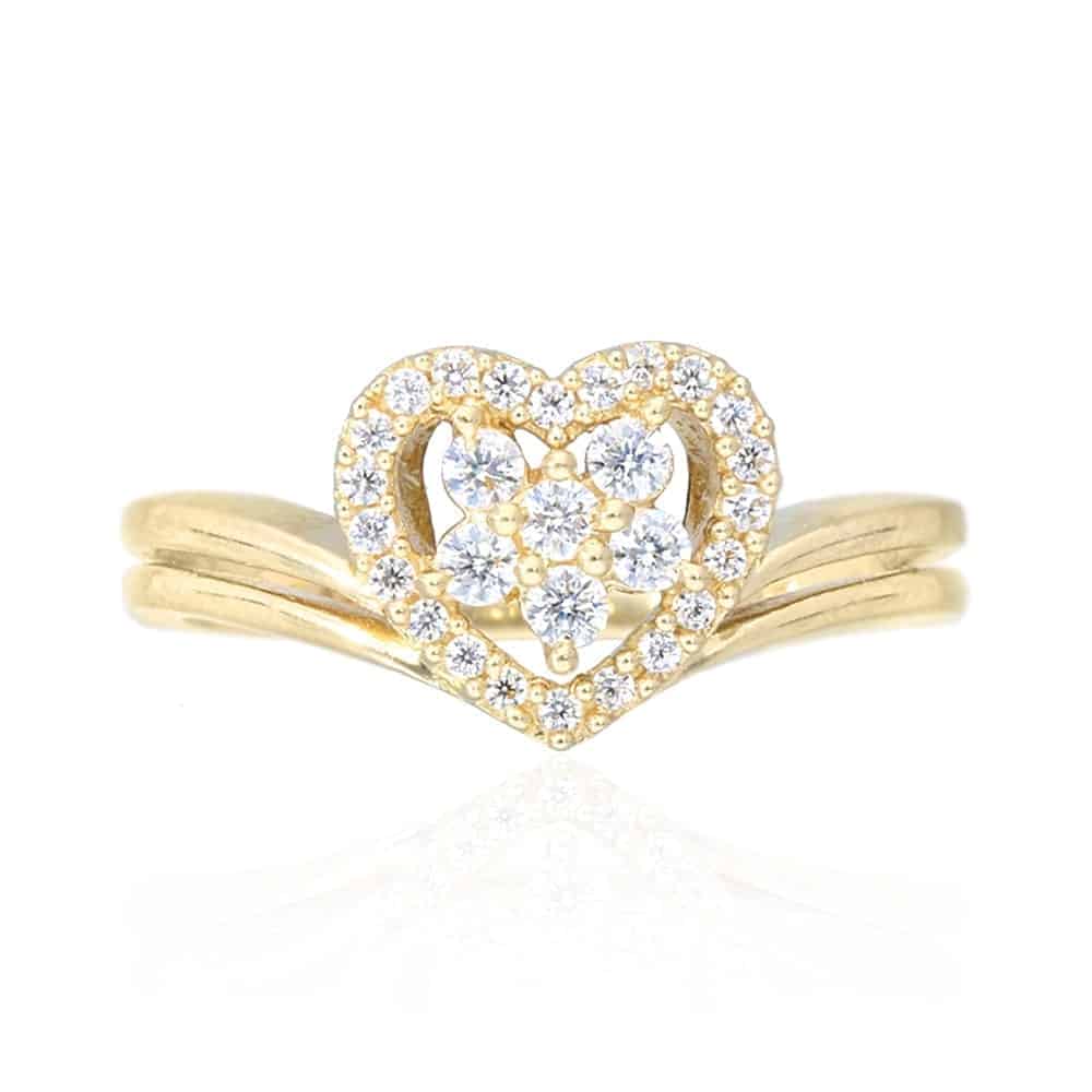 14k Solid Yellow Gold 0.70Ct Created White Diamond Heart Ring Size 5-10
