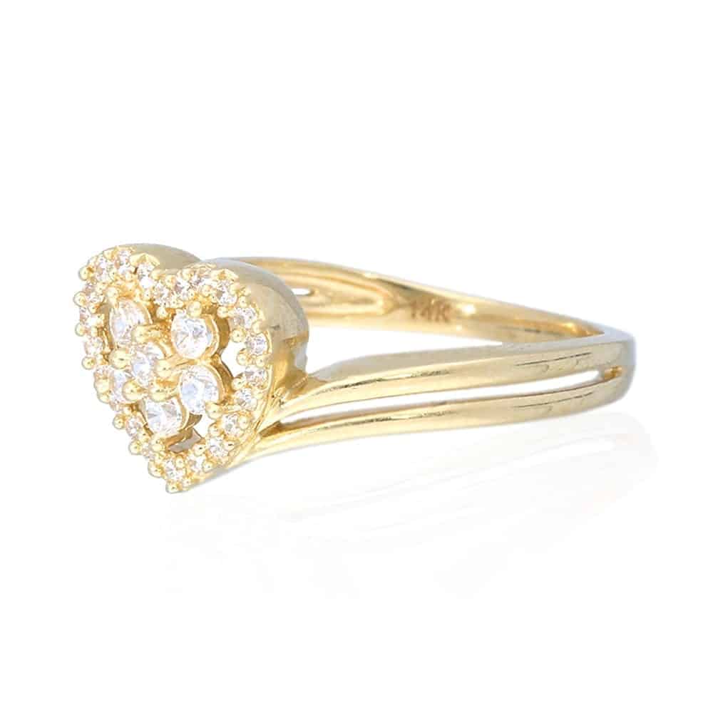 14k Solid Yellow Gold 0.70Ct Created White Diamond Heart Ring Size 5-10