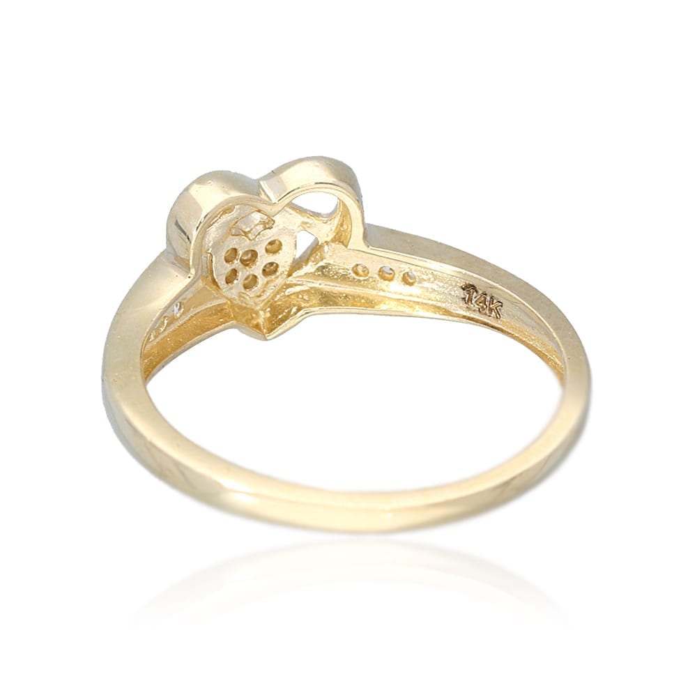 14k Solid Yellow Gold 0.12Ct Created White Diamond Infinity Heart Ring Size 5-10