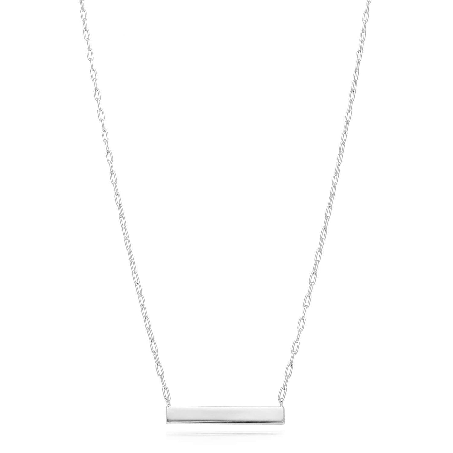 Engravable Gold Over Silver Paperclip Personalized Bar Pendant Necklace 16"-18"