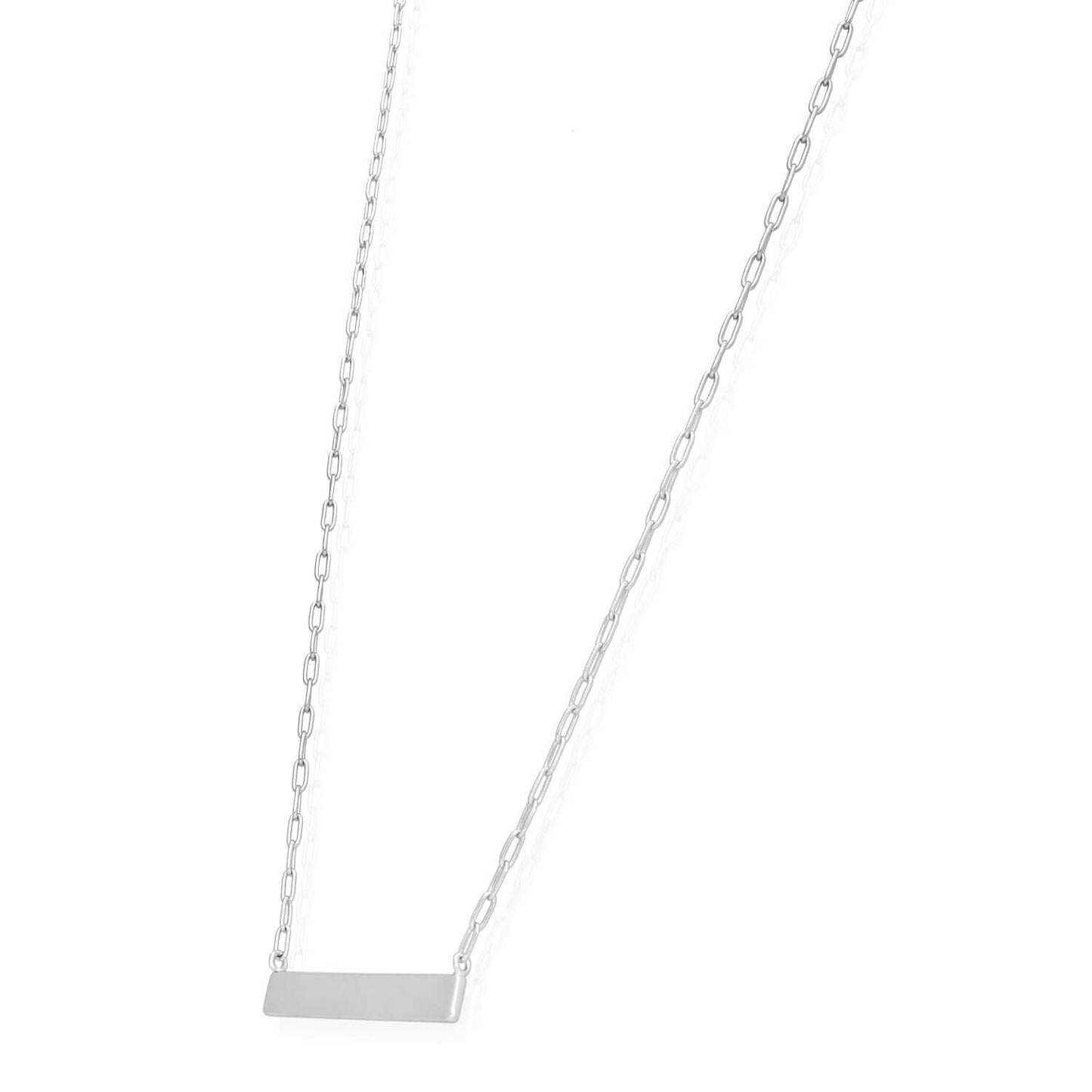 Engravable Gold Over Silver Paperclip Personalized Bar Pendant Necklace 16"-18"