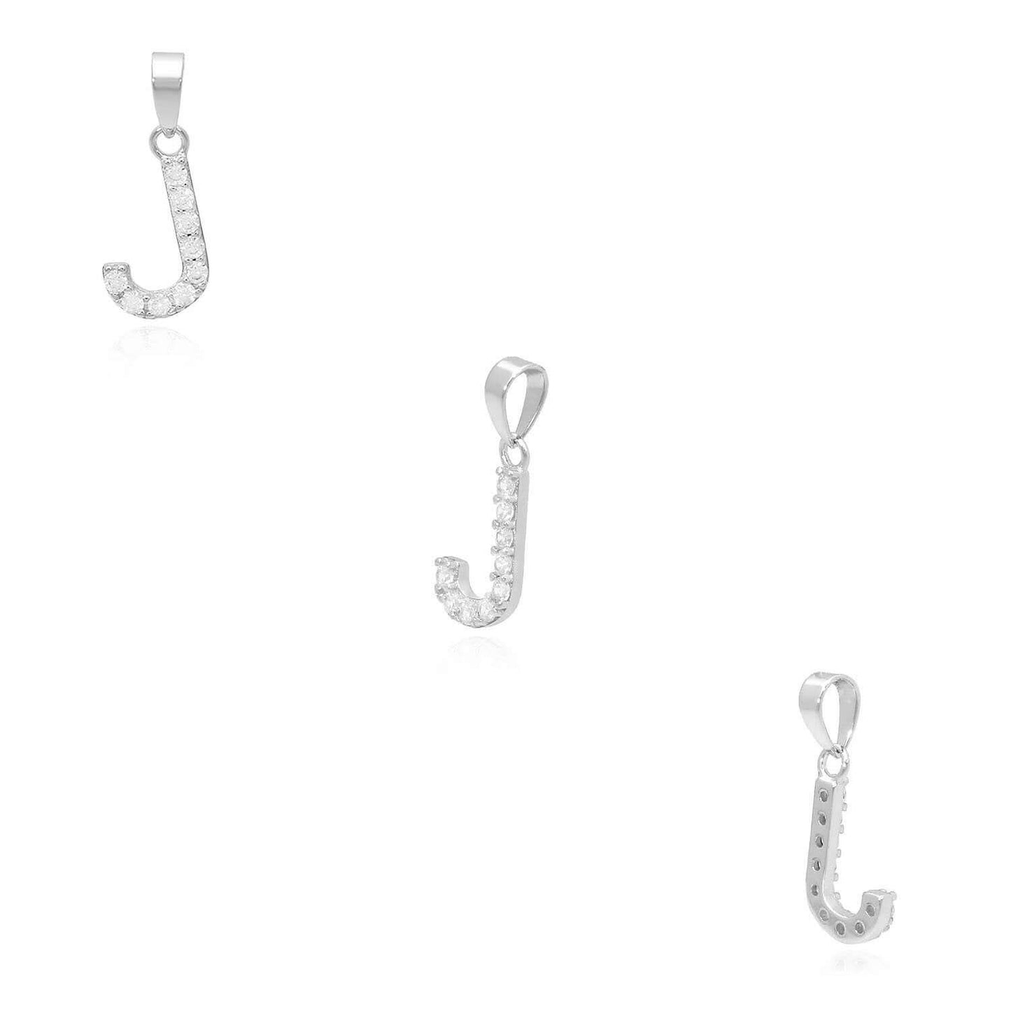 Sterling Silver CZ Initial Pendant Chain Necklace 18"