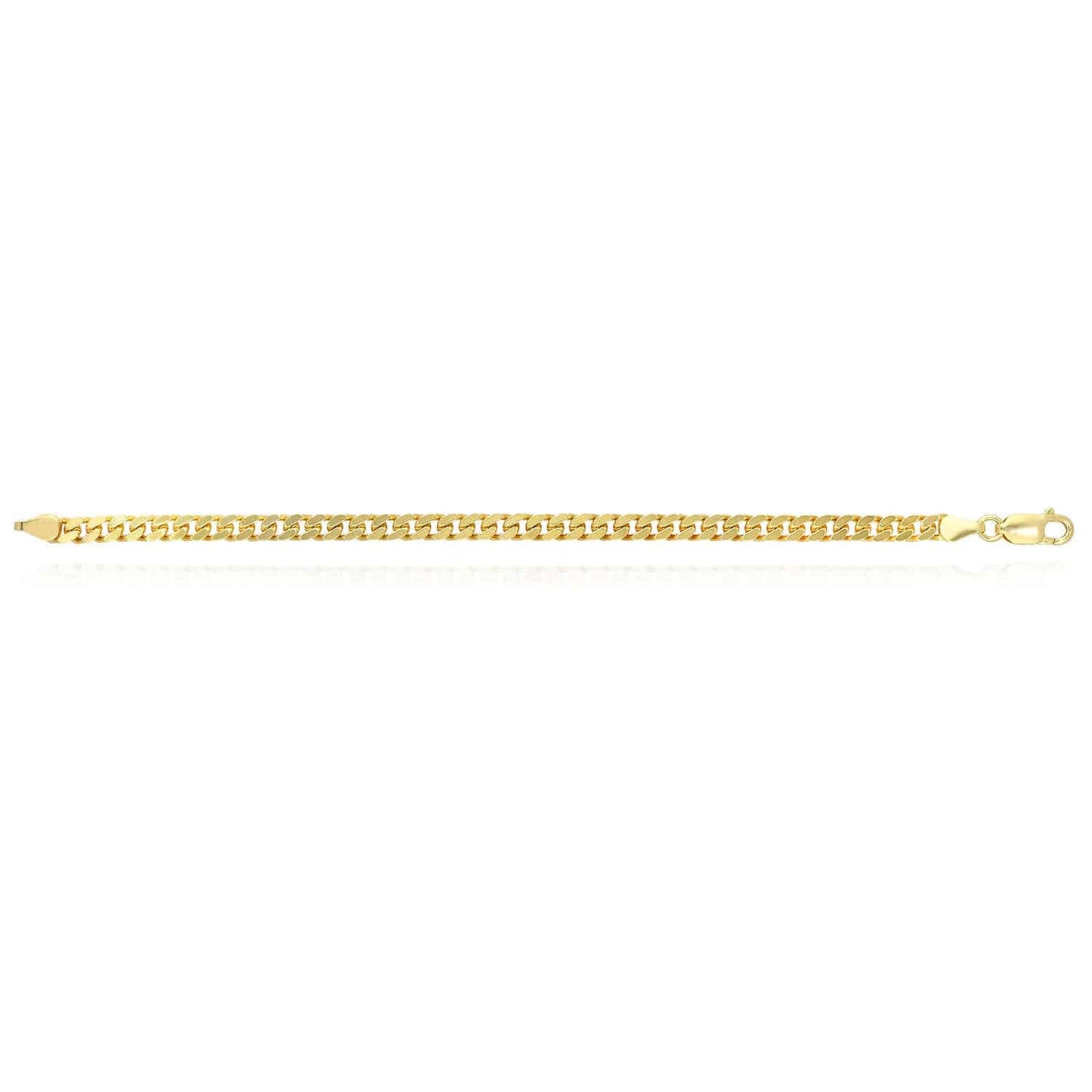 Solid 18K Yellow Gold Over Sterling Silver 4.5mm Flat Miami Cuban Bracelet 7"-8"