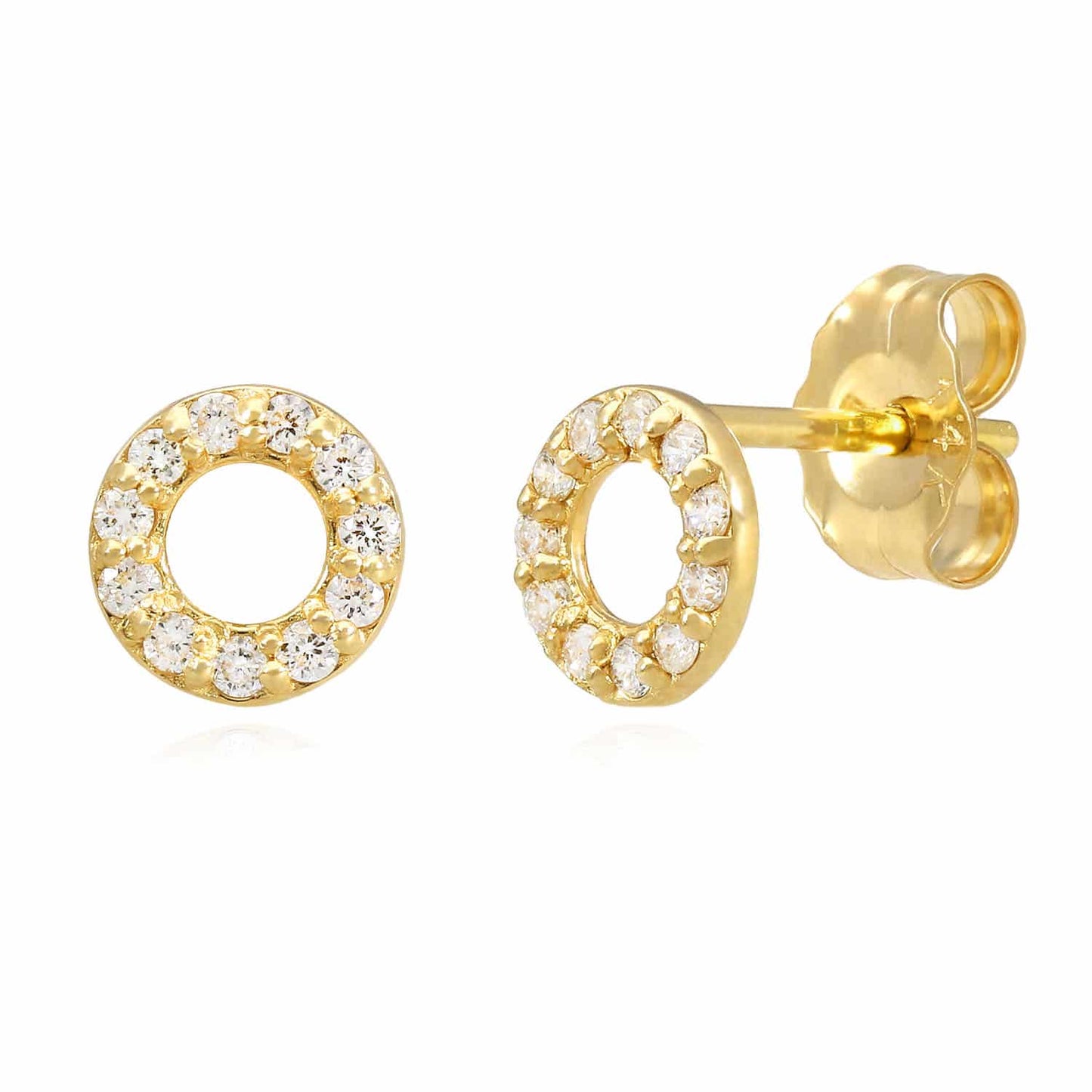 0.11CTW Real Diamond 14K Gold Round Stud Earrings 5.5mm
