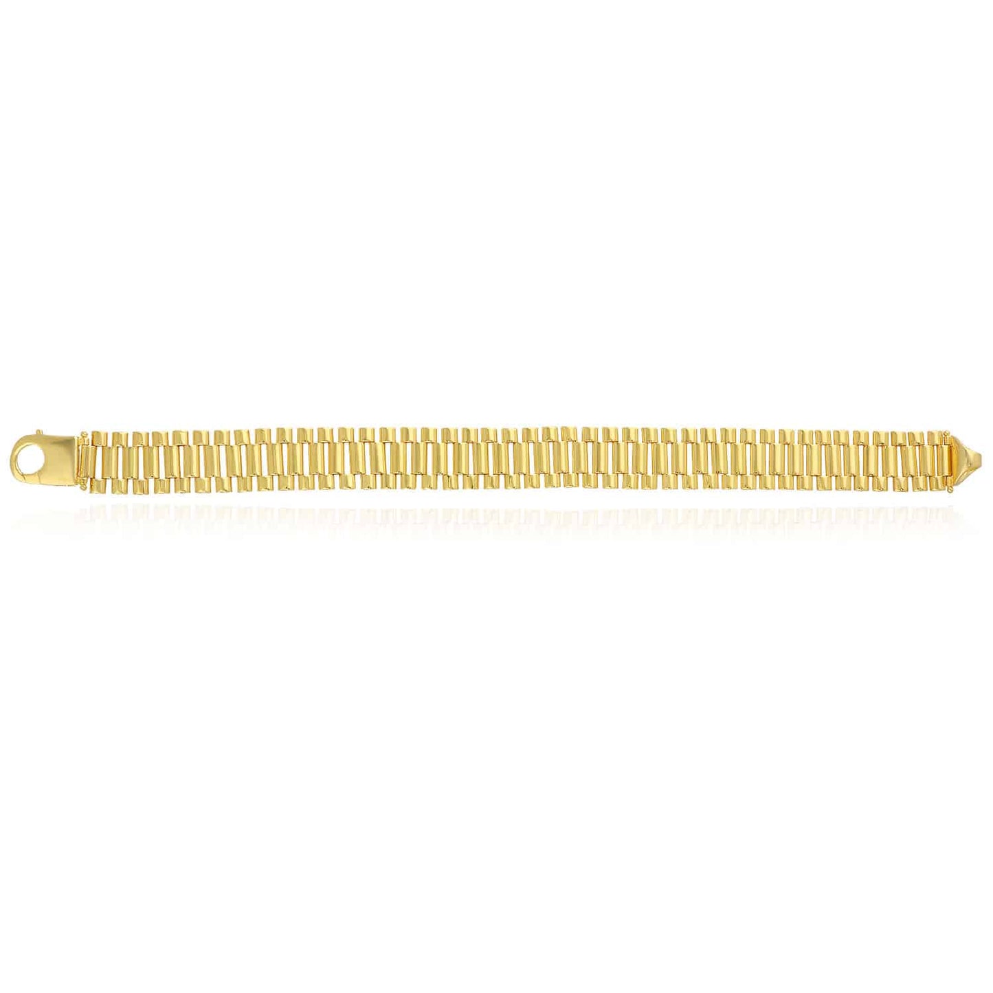 Solid 18K Yellow Gold Over Silver 14mm Jubilee Bracelet 8.5"
