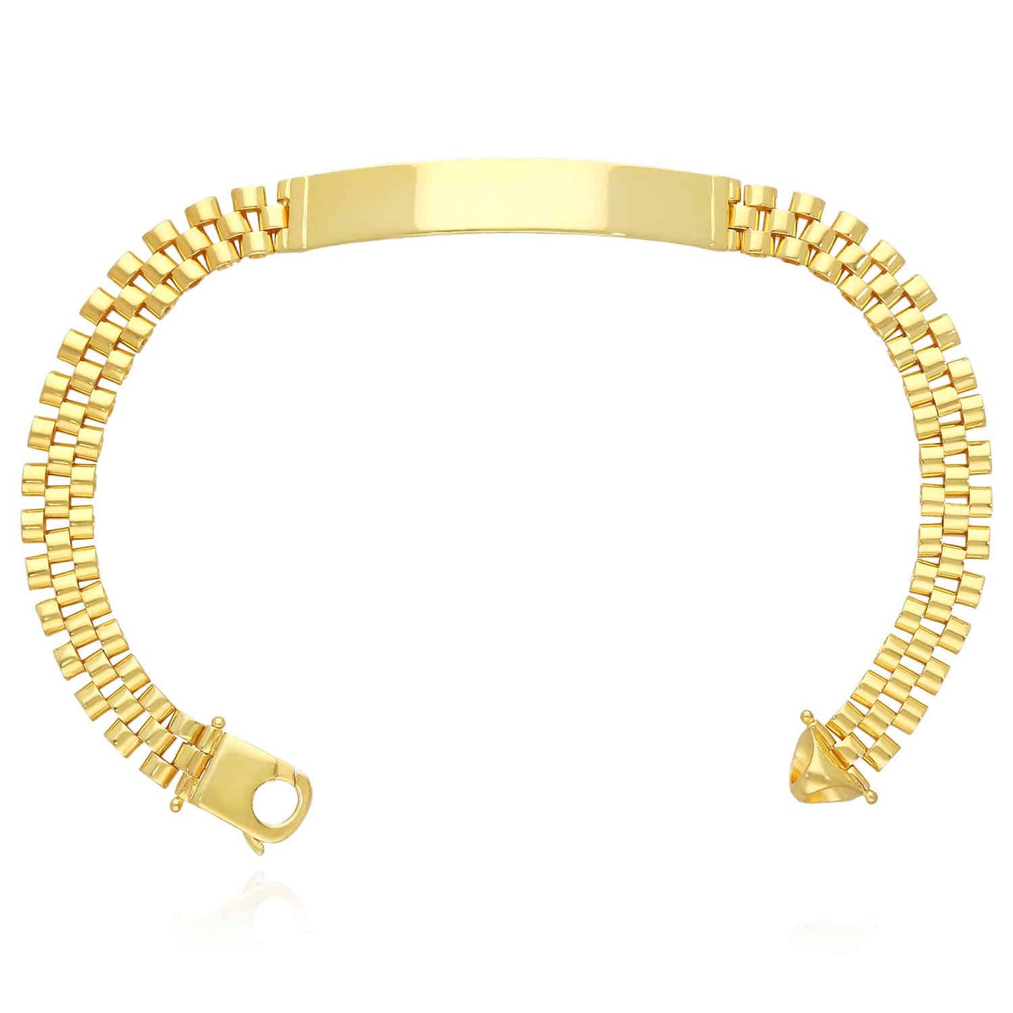 Engravable 18K Gold Over Silver Personalized 7.5mm Jubilee ID Bar Bracelet 8.5"