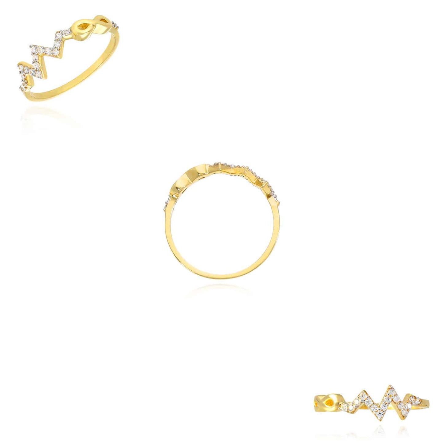 14K Yellow Gold CZ Heartbeat Infinity Friendship Ring