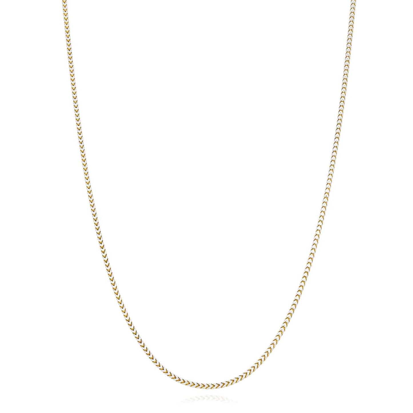 Solid 18K Yellow Gold Over Silver 1.4mm White Pave Franco Chain Necklace 16-24"