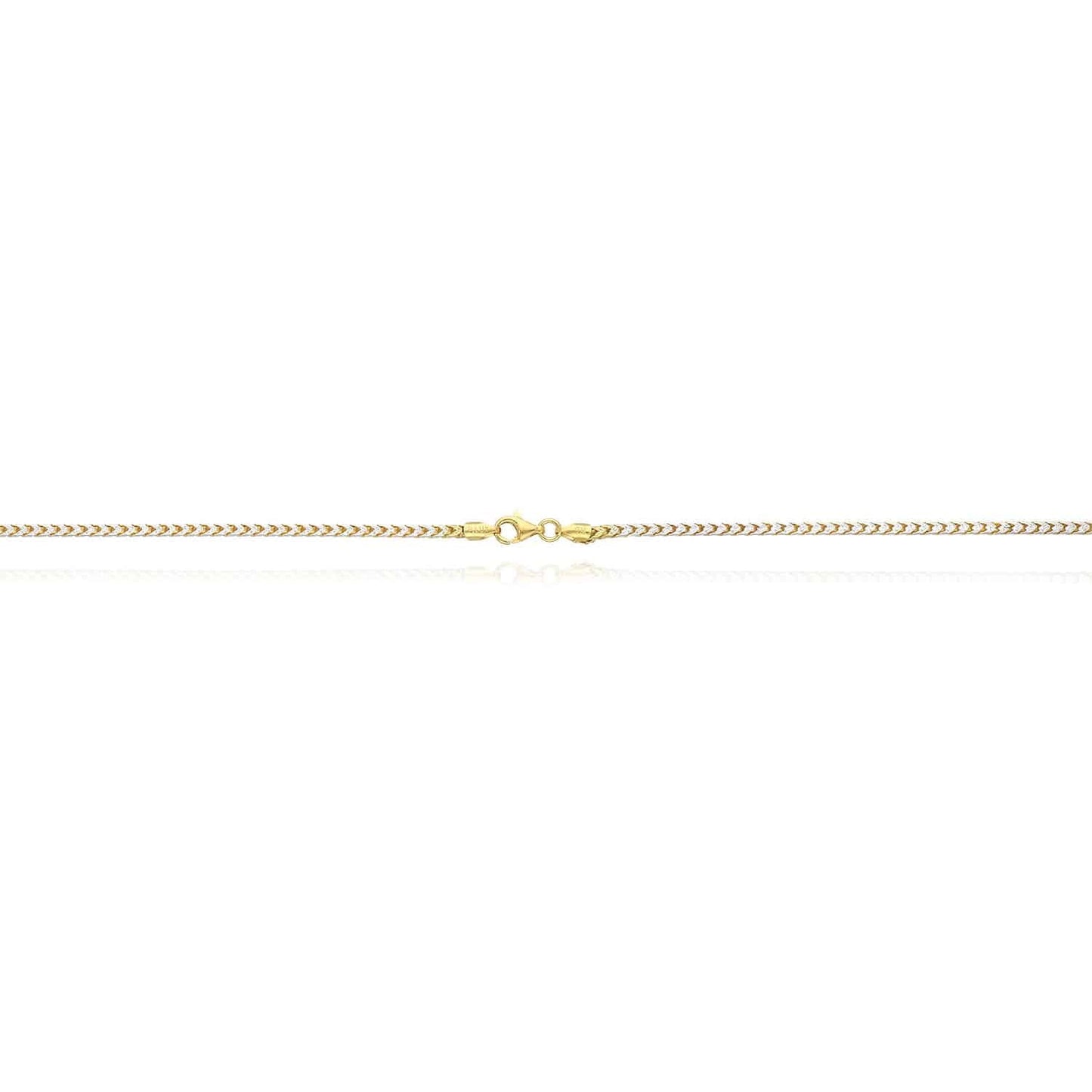 Solid 18K Yellow Gold Over Silver 2mm White Pave Franco Chain 18"-24"