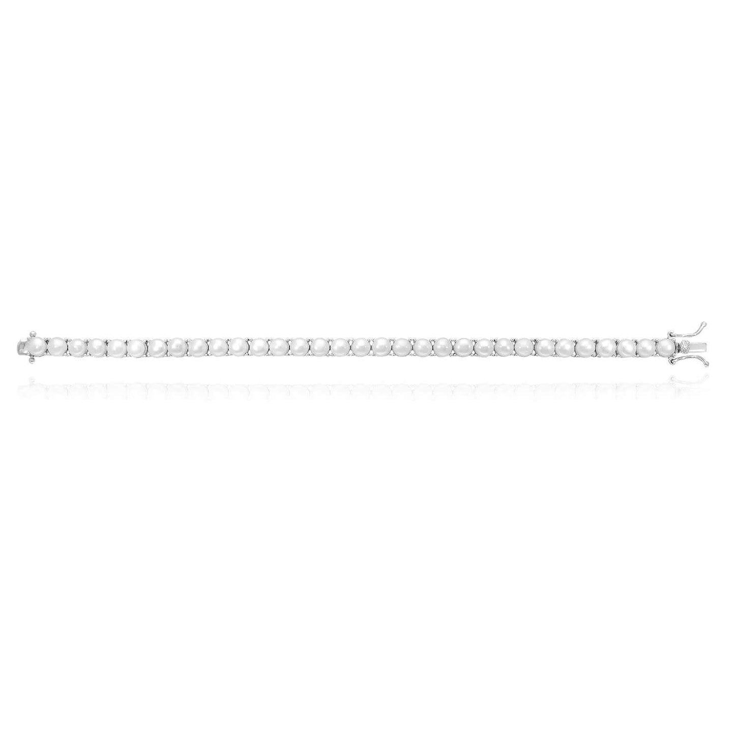 18K Gold Over Silver 5mm Cultured Pearl Tennis Bracelet 7"