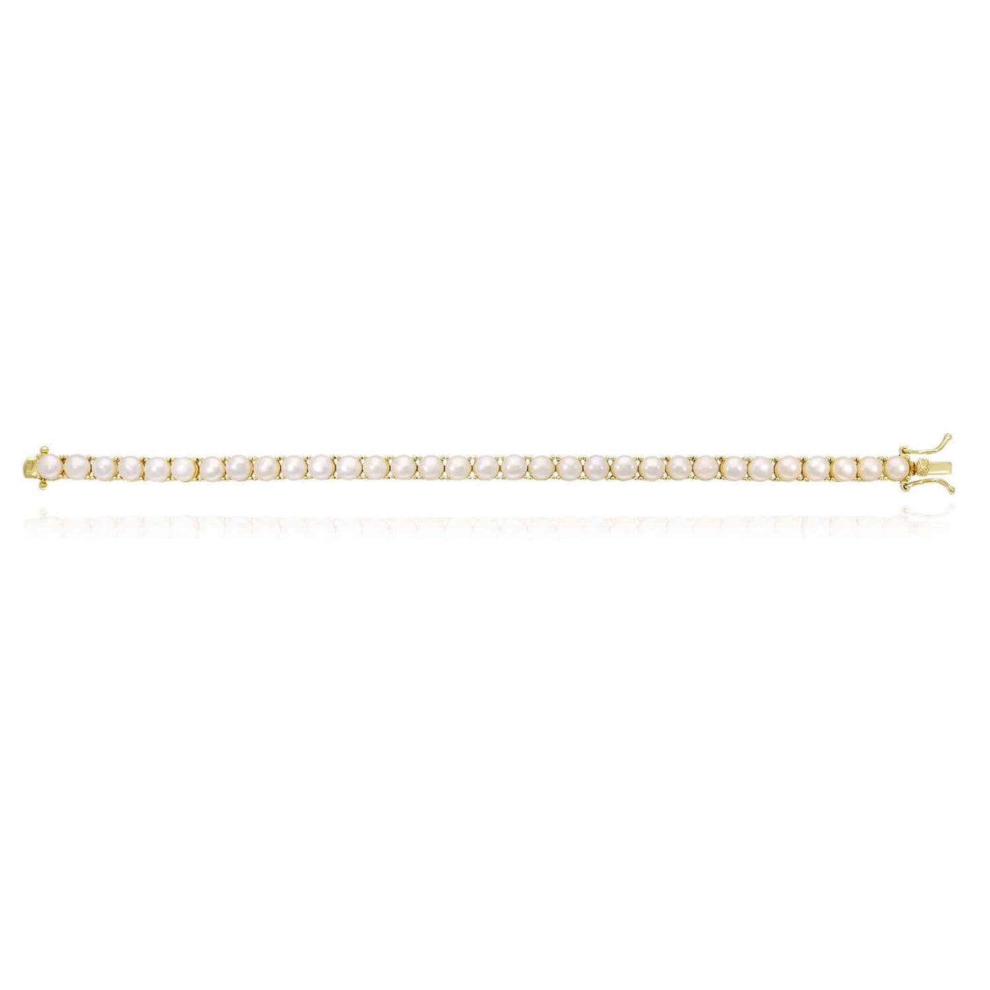 18K Gold Over Silver 5mm Cultured Pearl Tennis Bracelet 7"