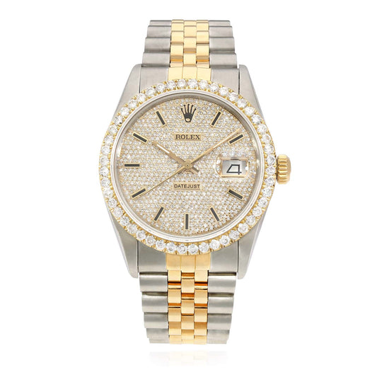 Rolex Datejust Jubilee Band Custom 4.50Ct Natural Diamond Bezel Dial 36mm Watch