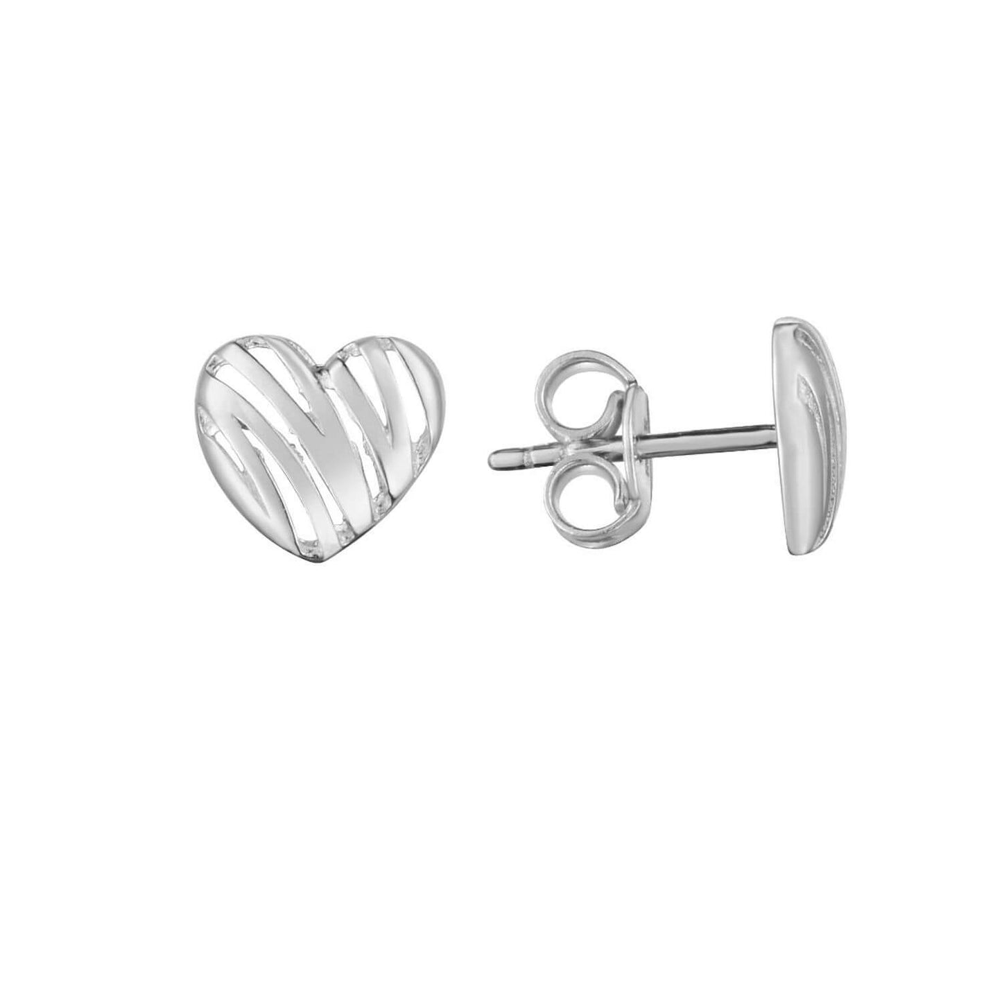 14K Yellow White Rose Gold Scribble Heart Stud Earrings 7.4mm
