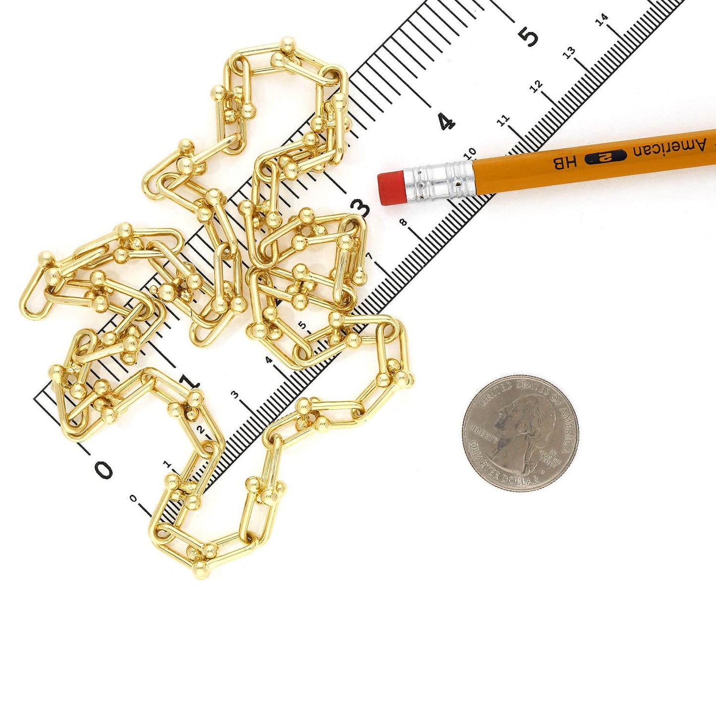 14K Yellow Gold 7mm HardWear U-Link Necklace 16"-24"