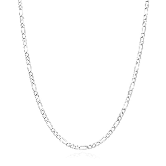 Sterling Silver 2.7mm Figaro Chain (Solid Links) 16"-24"