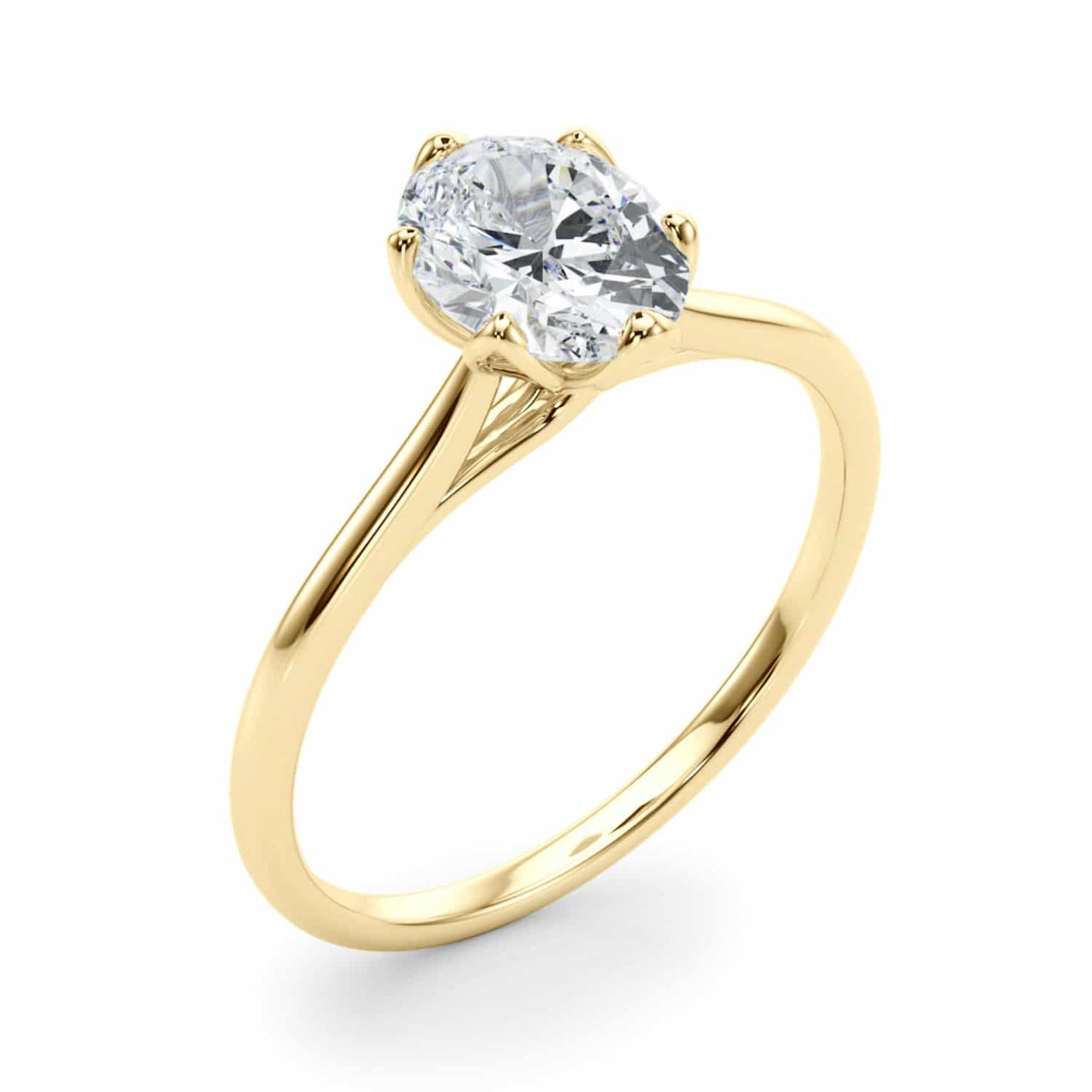 1.5CT Lab-Grown Diamond 18K Gold Yellow Oval-Cut Solitaire Engagement Ring