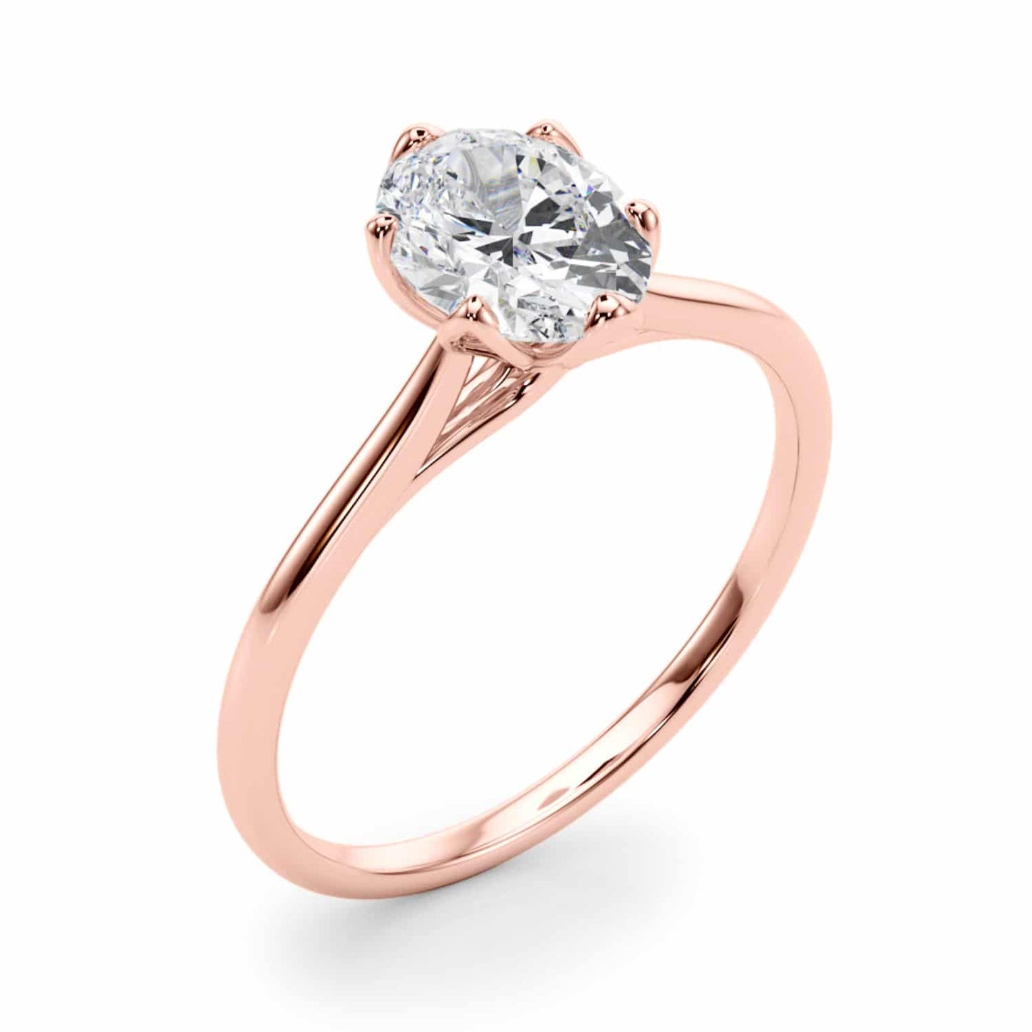 1.5CT Lab-Grown Diamond Oval-Cut Solitaire 18K Gold Rose Engagement Ring