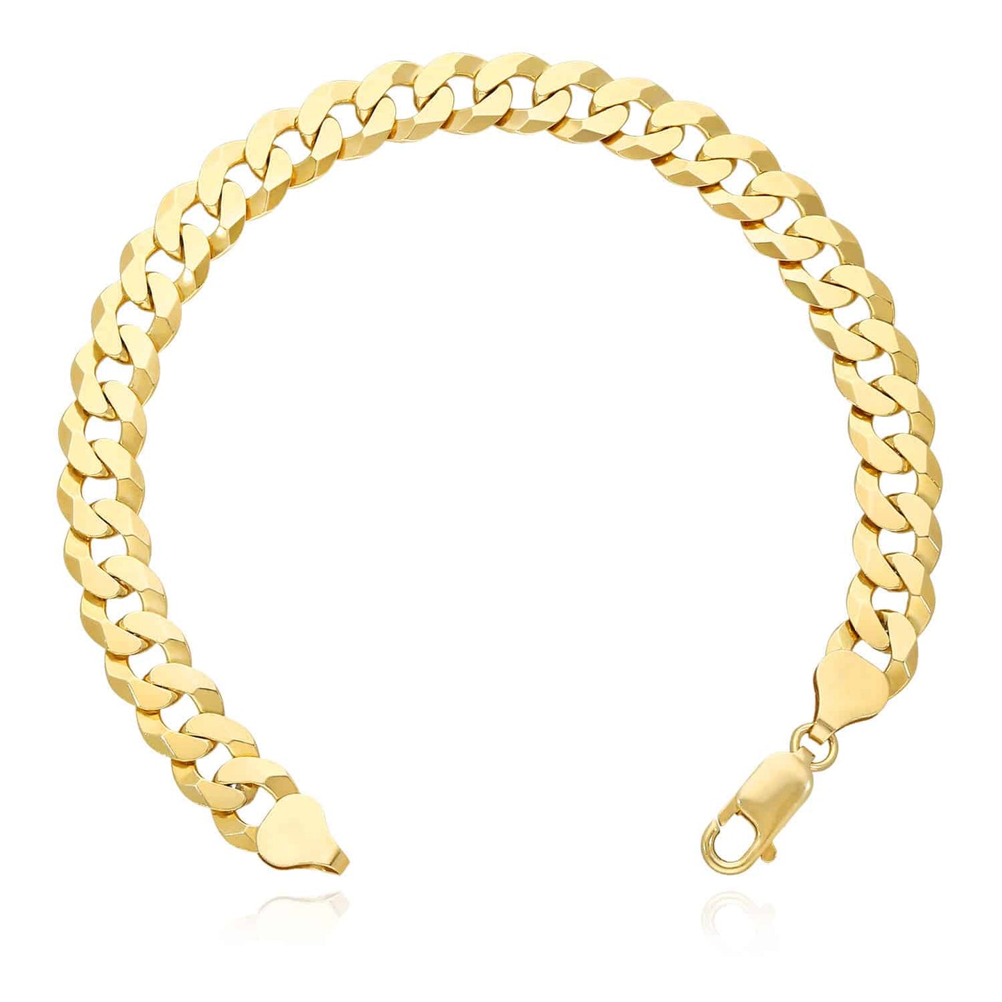 Solid 18K Yellow Gold Over Sterling Silver 8mm Cuban Bracelet 7"-9"