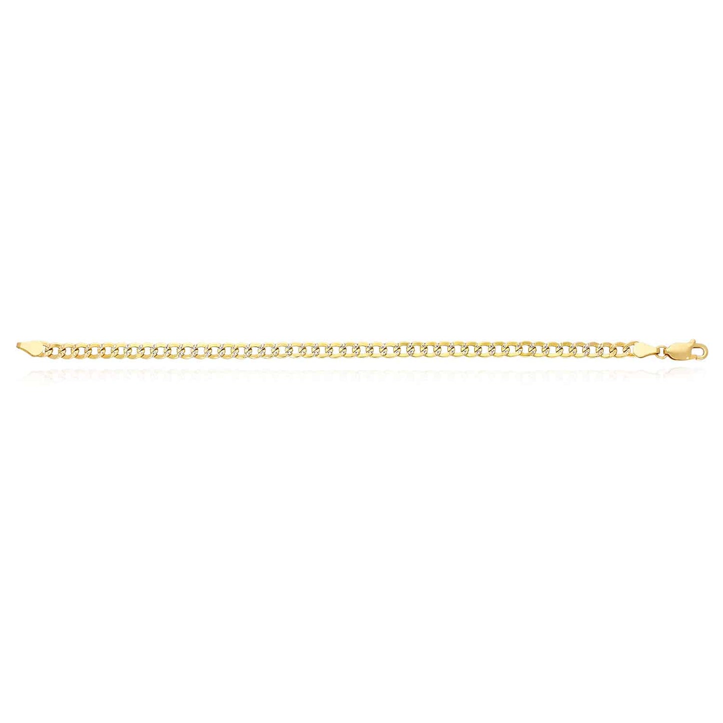 10K Real Gold 4.2mm Diamond-Cut Hollow Cuban Bracelet 7"-8"