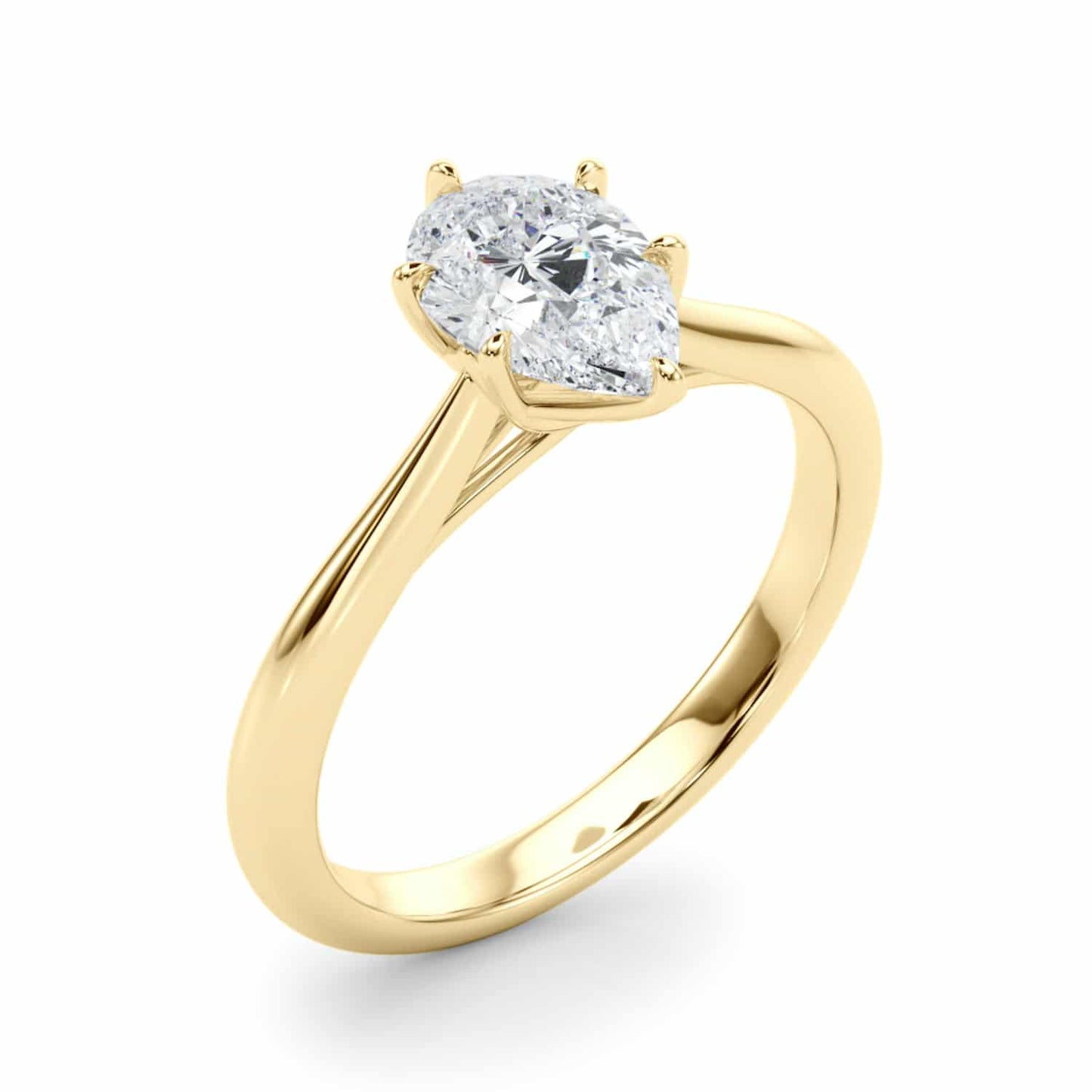 1CT Lab-Grown Diamond 18K Gold Yellow Pear Shape Solitaire Engagement Ring