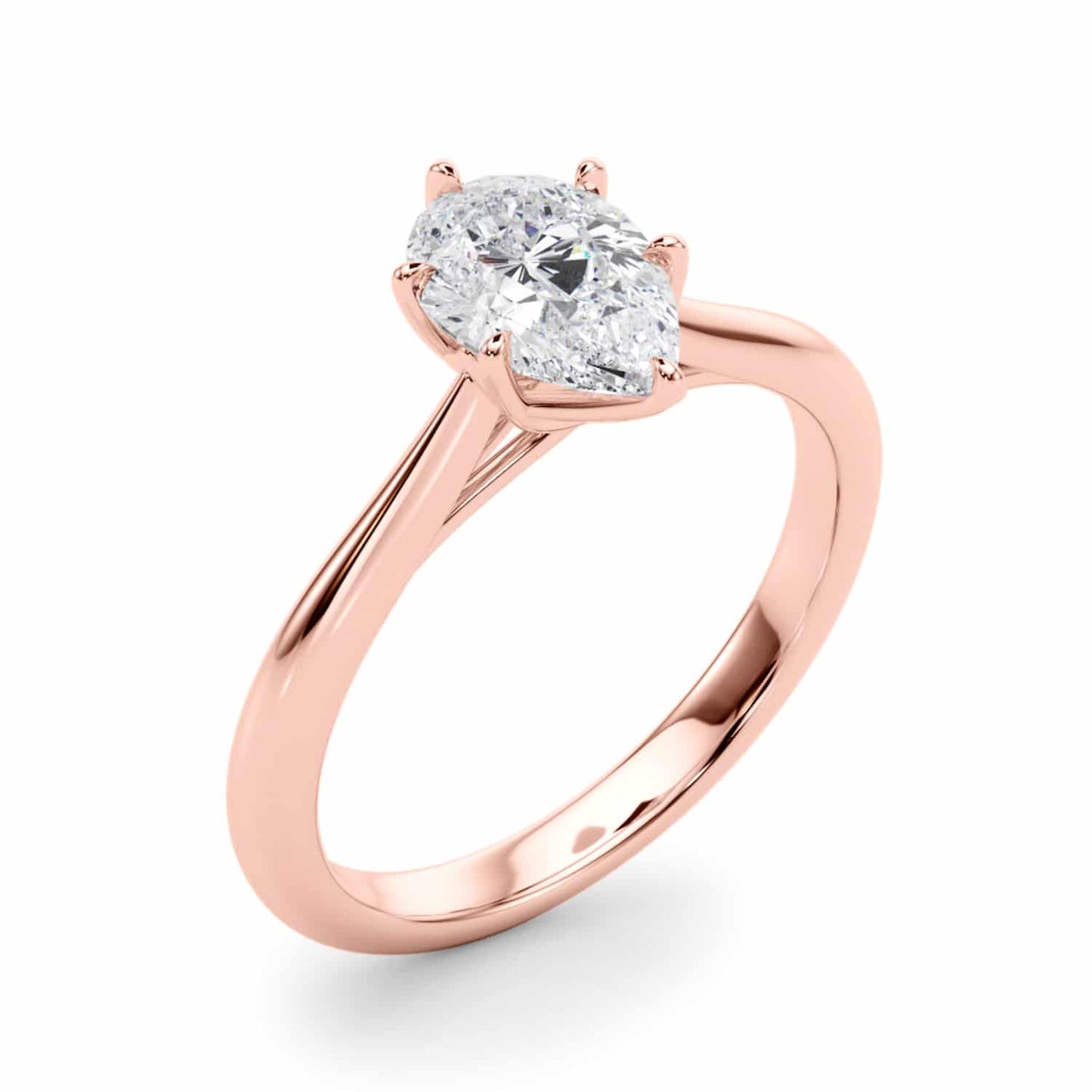 1CT Lab-Grown Diamond 18K Gold Rose Pear Shape Solitaire Engagement Ring