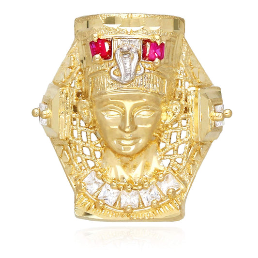 1.50CTW CZ 10k Gold Yellow Ruby Nefertiti Ring