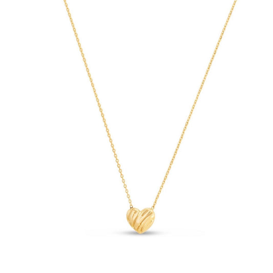 14K Yellow Gold Scribbles Heart 18" Necklace (Hollow)