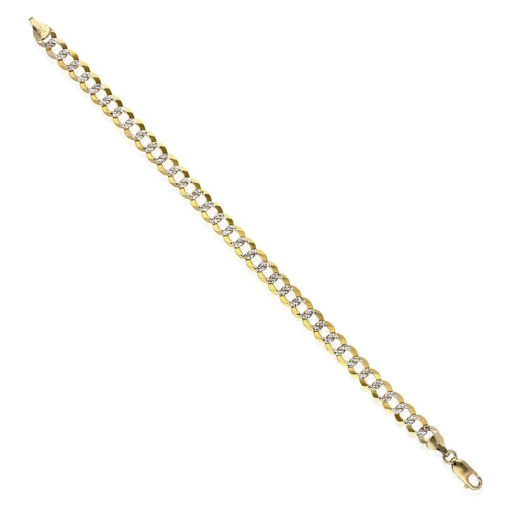Solid 14k Gold Yellow 7mm Diamond Cut Cuban Curb Bracelet 8.5"