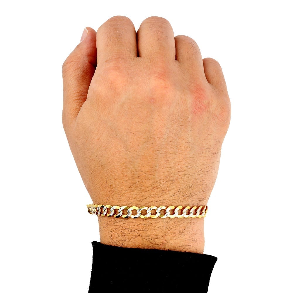 Solid 14k Gold Yellow 7mm Diamond Cut Cuban Curb Bracelet 8.5"