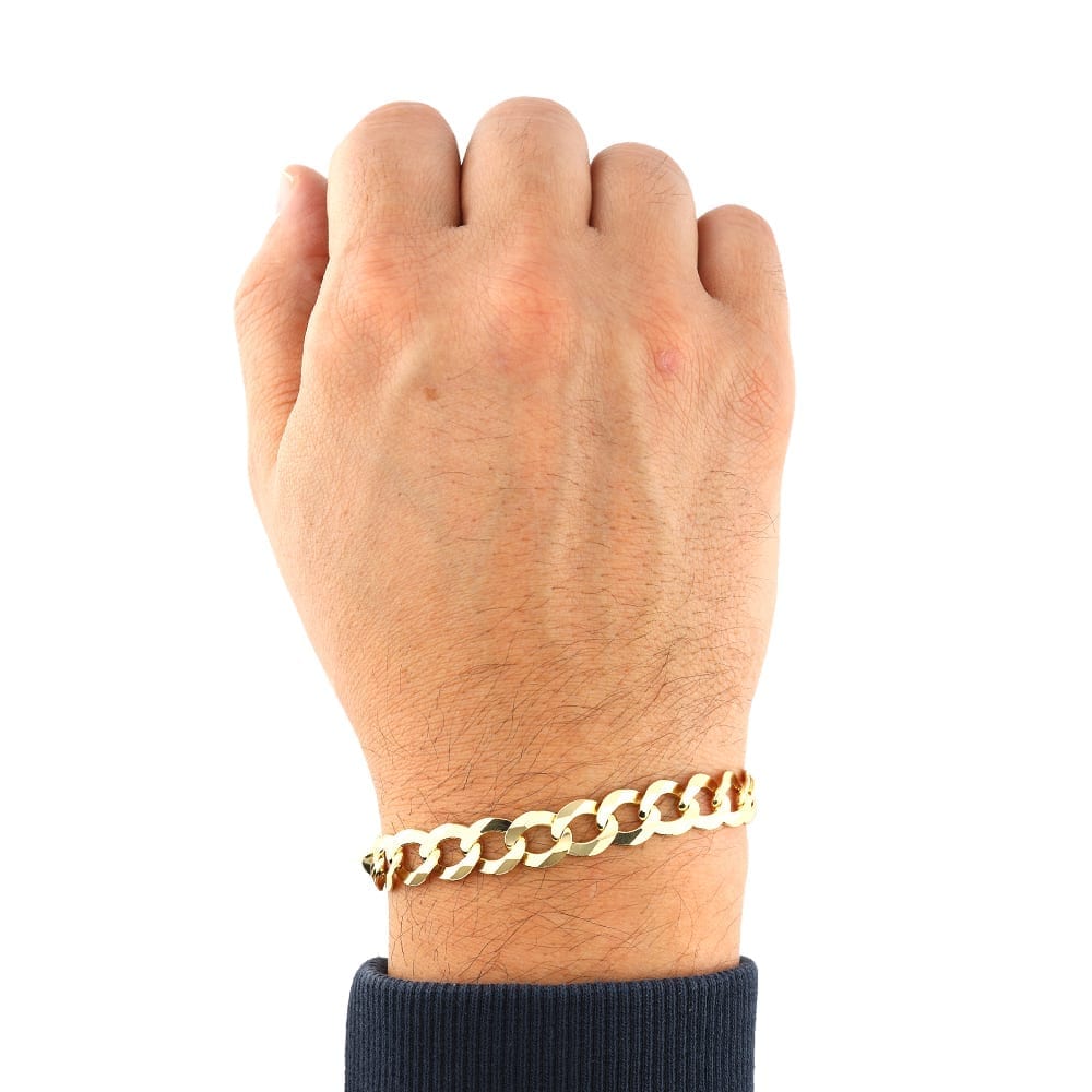 Solid 14k Gold Yellow 10mm Cuban-Curb Bracelet 8.5"