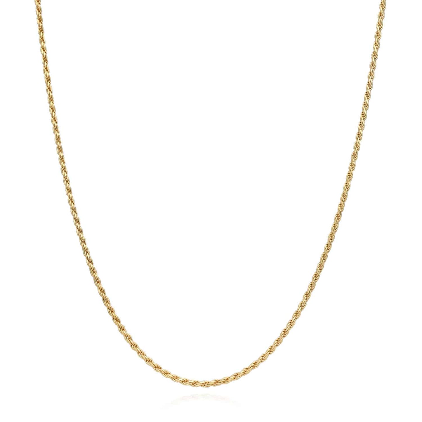 Solid 18K Yellow Gold Over Silver 1.5mm Rope Chain Necklace 16"-24"