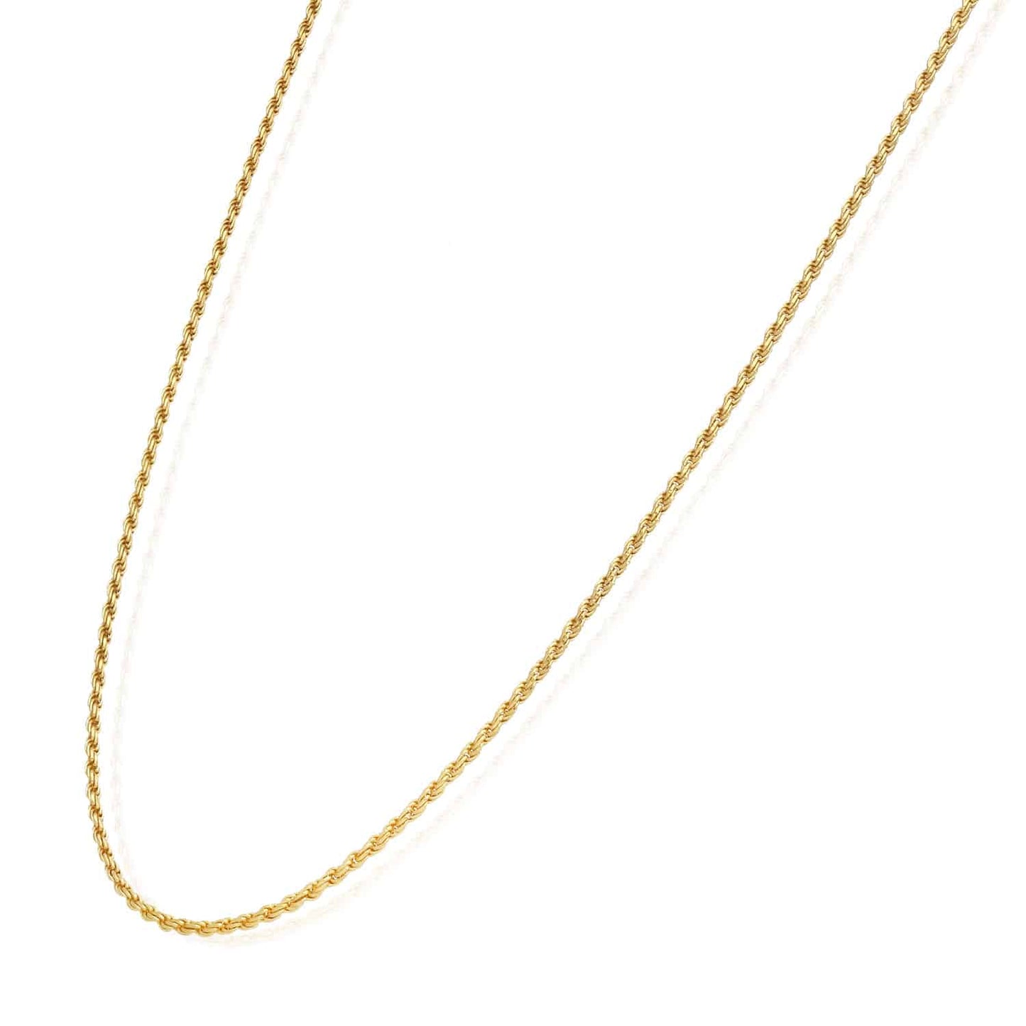 Solid 18K Yellow Gold Over Silver 1.7mm Rope Chain 16"-24"