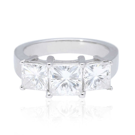 3.70Ct Princess-Cut 3-Stone Moissanite 950 Platinum Engagement Ring