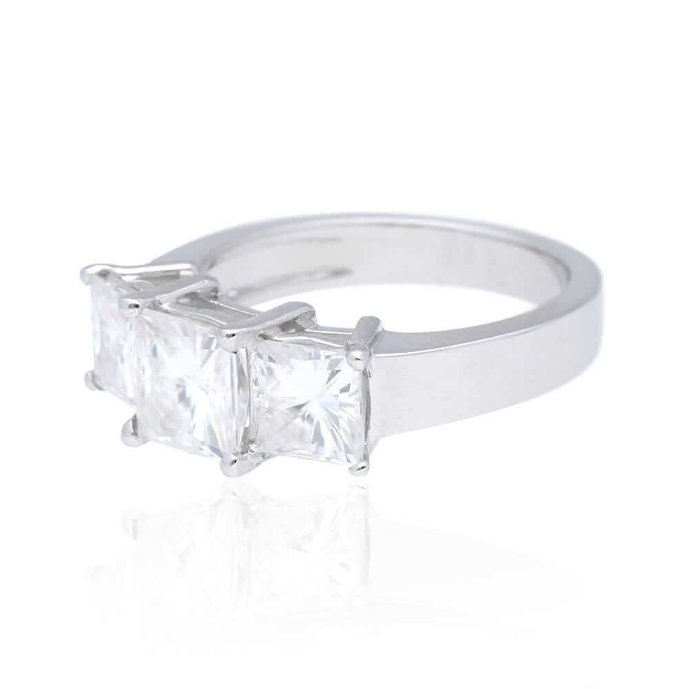 3.70Ct Princess-Cut 3-Stone Moissanite 950 Platinum Engagement Ring