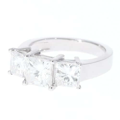 3.70Ct Princess-Cut 3-Stone Moissanite 950 Platinum Engagement Ring