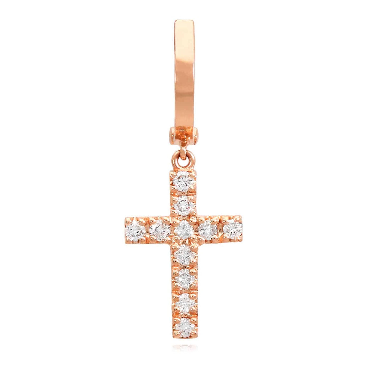 0.35CTW Real Diamond 14K Gold Dangling Cross Hoop Earring 30mm