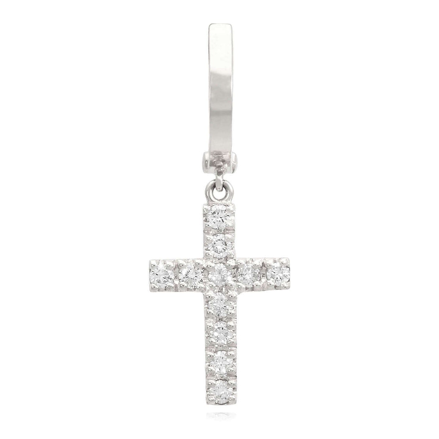 0.35CTW Real Diamond 14K Gold Dangling Cross Hoop Earring 30mm