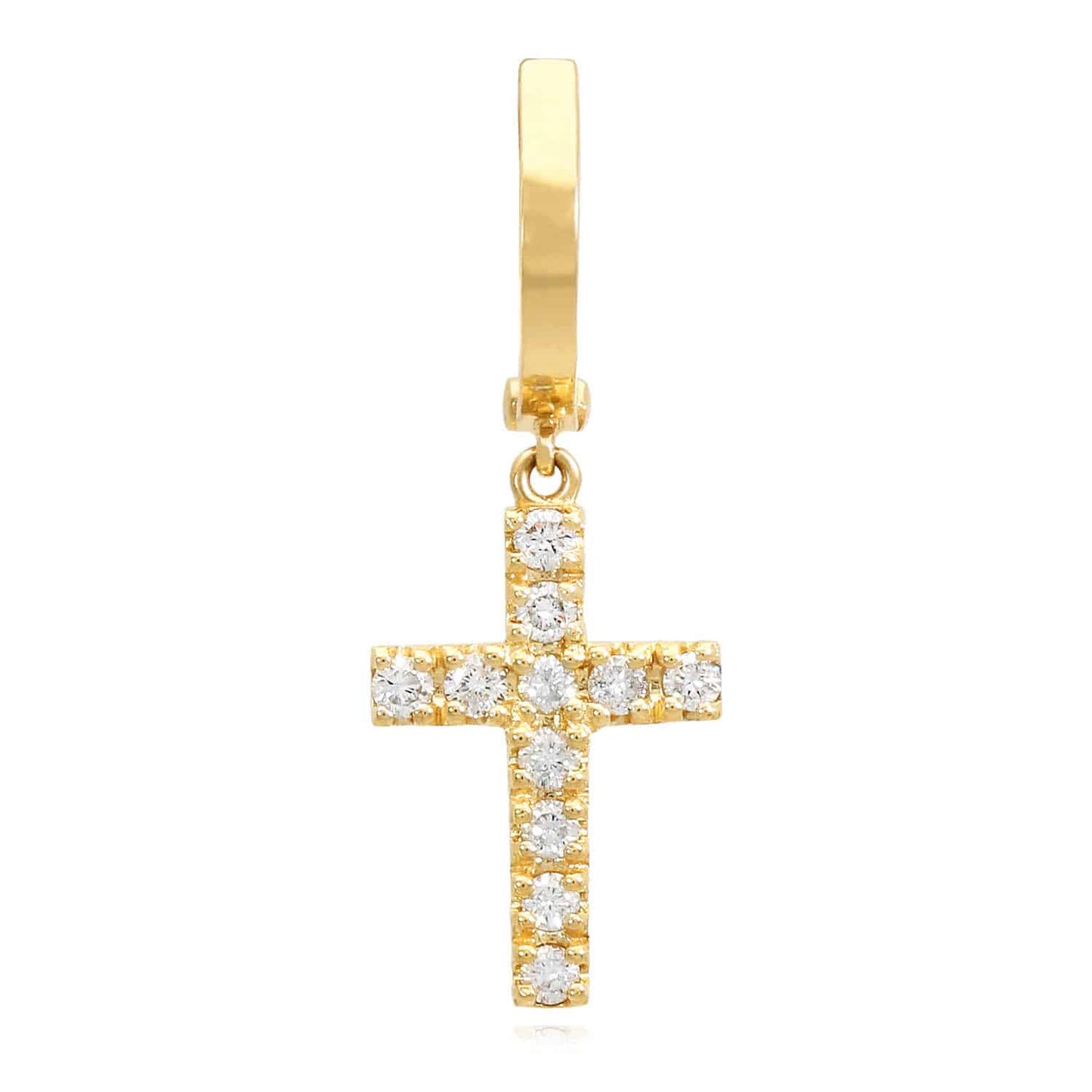 0.35CTW Real Diamond 14K Gold Dangling Cross Hoop Earring 30mm