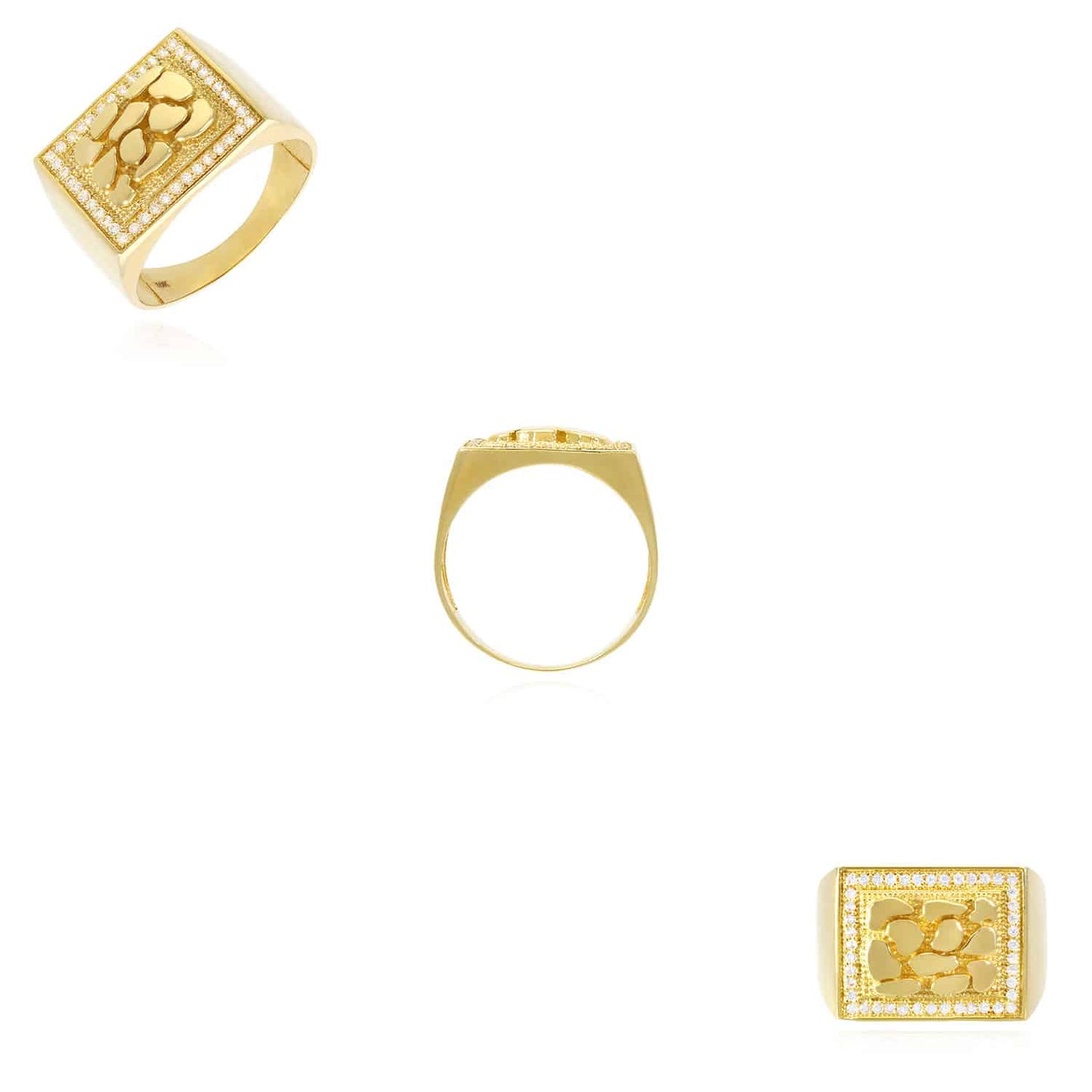 10K Gold 0.40CTW CZ Nugget Signet Ring