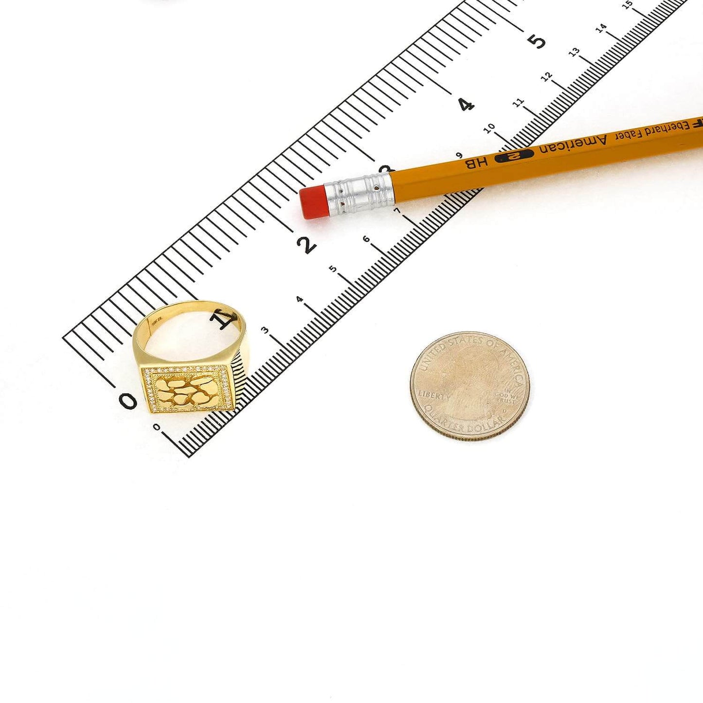 10K Gold 0.40CTW CZ Nugget Signet Ring