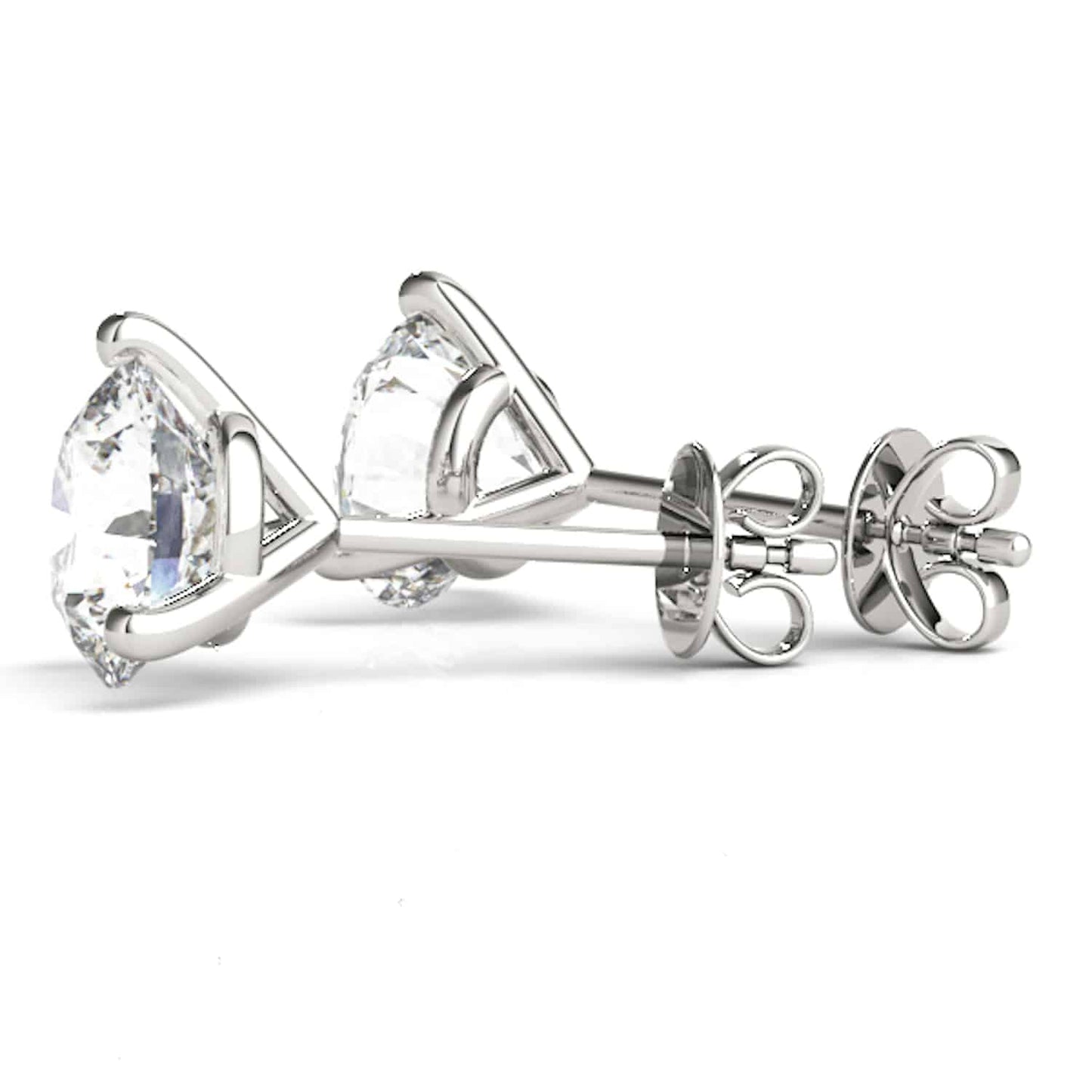 .5-2CTW Lab-Grown Diamond Round 14K White Gold Three-Prong Martini Stud Earrings
