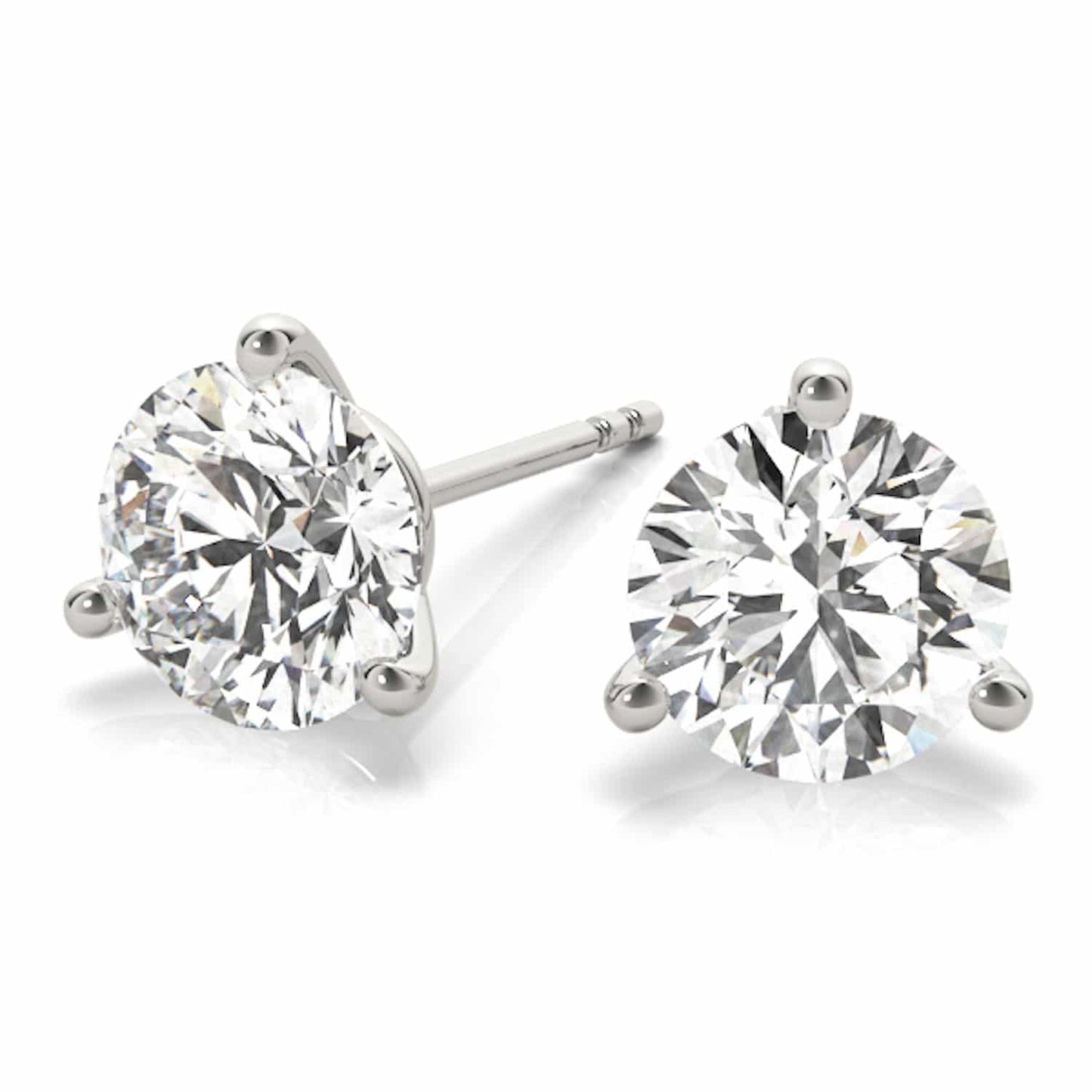 .5-2CTW Lab-Grown Diamond Round 14K White Gold Three-Prong Martini Stud Earrings