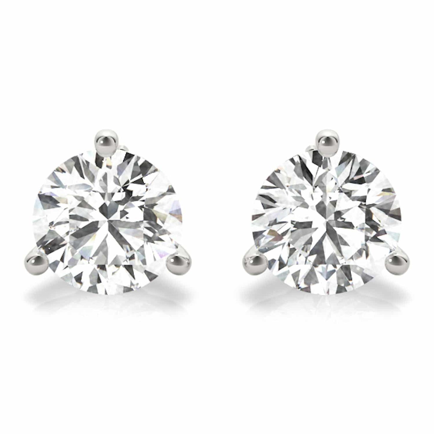 .5-2CTW Lab-Grown Diamond Round 14K White Gold Three-Prong Martini Stud Earrings