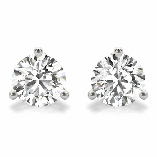 .5-2CTW Lab-Grown Diamond Round 14K White Gold Three-Prong Martini Stud Earrings