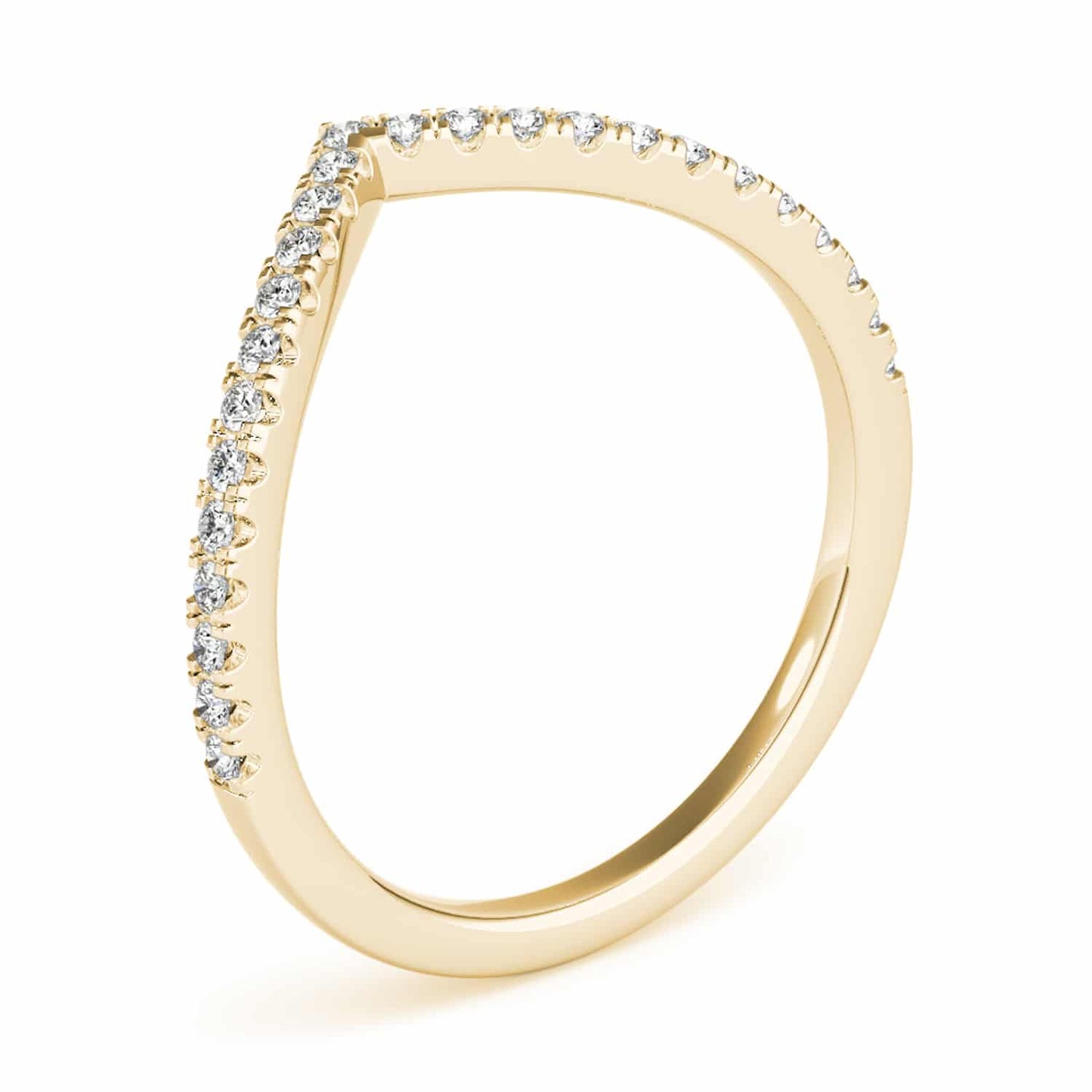 0.15CTW Real Diamond 18K Gold Yellow Stackable Chevron Band Ring