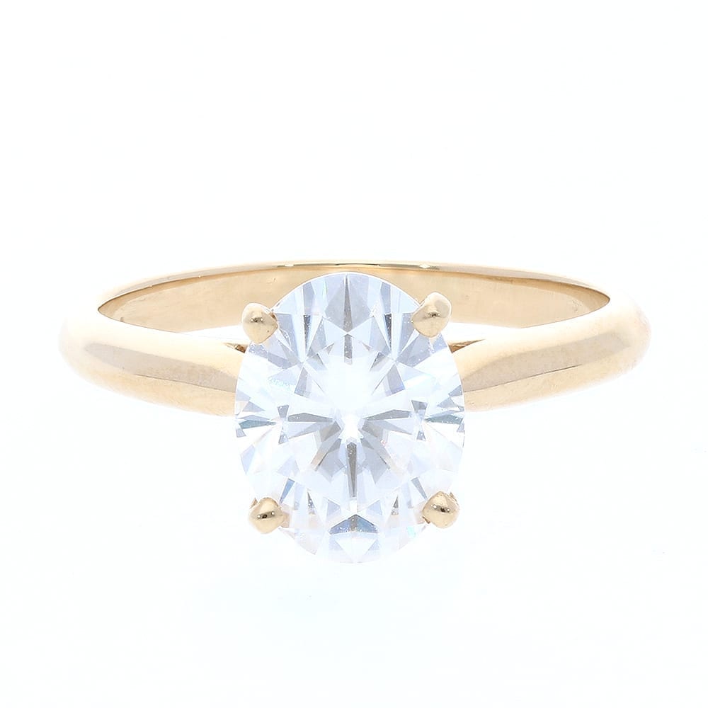 2.10Ct Oval Cut Moissanite 14k Gold Yellow Solitaire Engagement Ring
